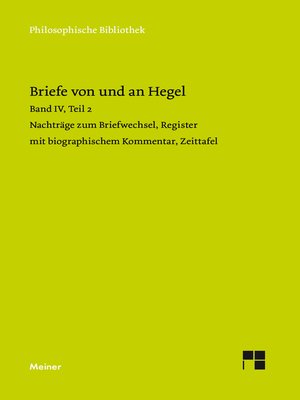 cover image of Briefe von und an Hegel. Band 4, Teil 2